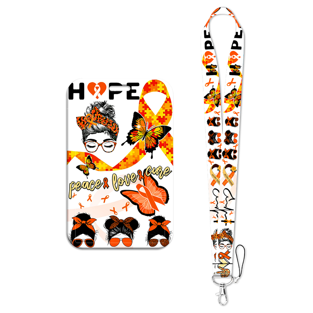 Rugged Sport Strap - Orange Ribbon Butterfly Hope Card Holder