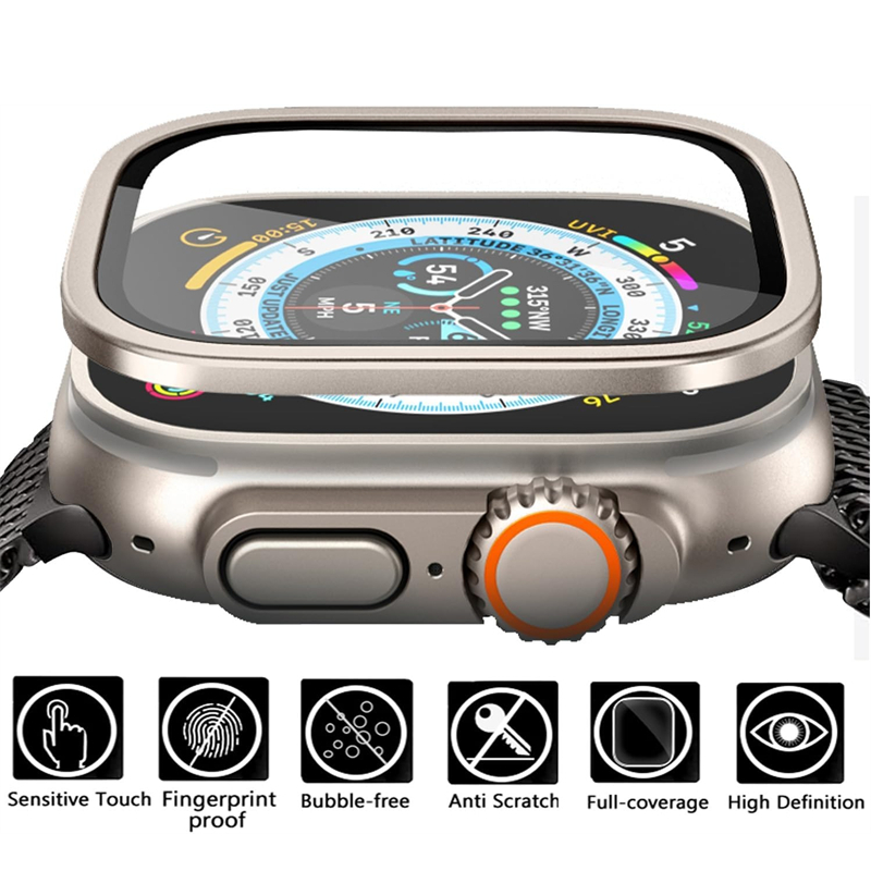 Smartwatch Case - Aluminium Alloy Case+Tempered Glass for Apple