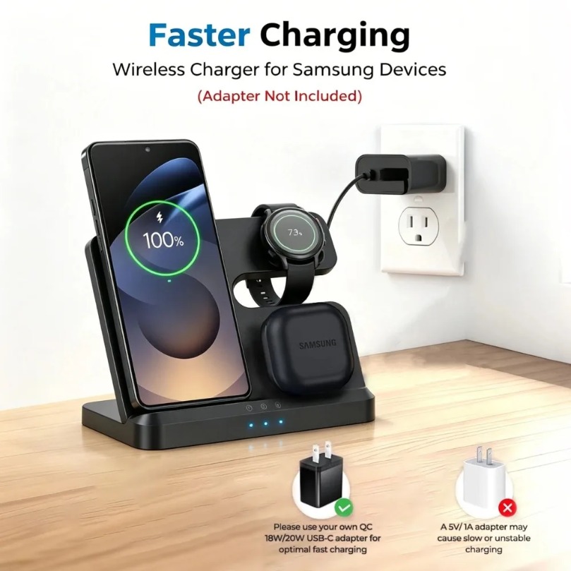 3 in 1 Fast Wireless Charger F - огляд і ціна Smartwatch Ac