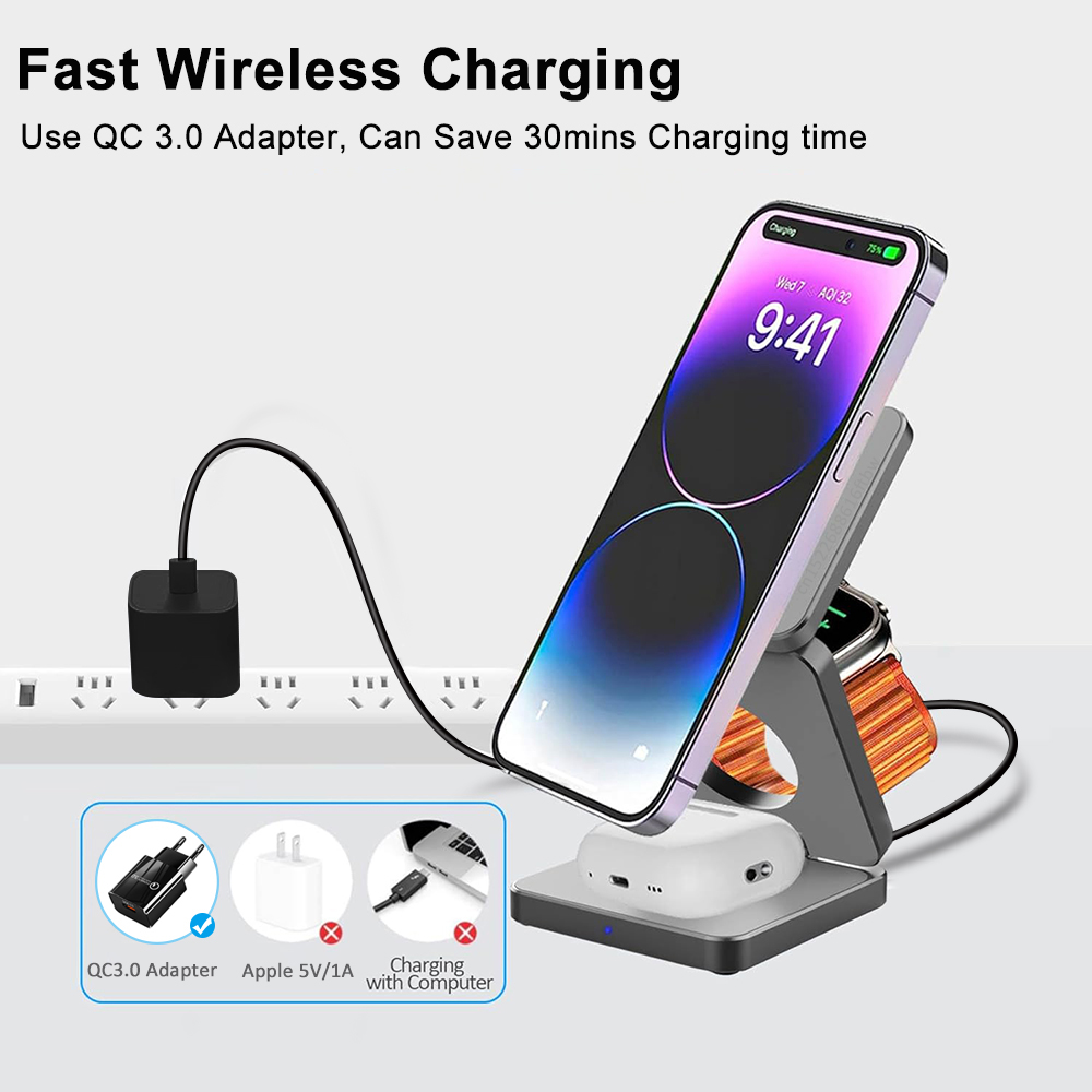 Wireless Charger 3 in 1 Foldab - огляд і ціна Smartwatch Ac