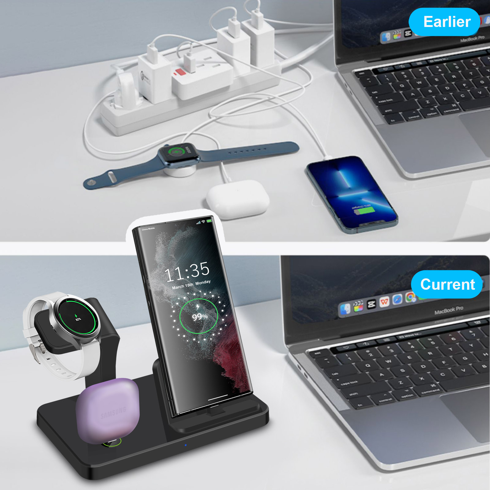 Desk 3 in 1 Type C Port Wirele - огляд і ціна Smartwatch Ac